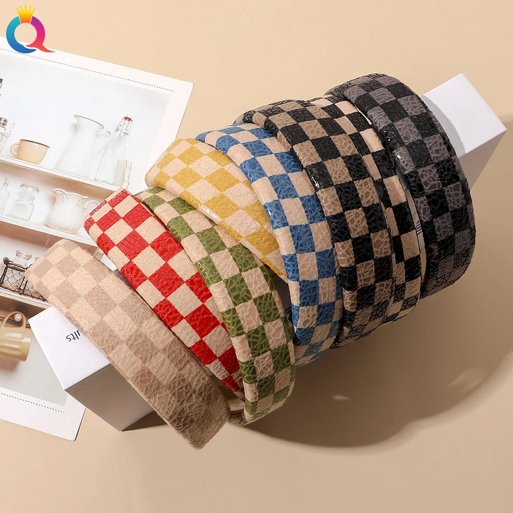 Korean Headband Retro Checkerboard Color Head Band Pu Leather Wide Edge Women Hair Accessories Hairband
Korean Headband Retro Checkerboard Color Head Band Pu Leather Wide Edge Women Hair Accessories Hairband