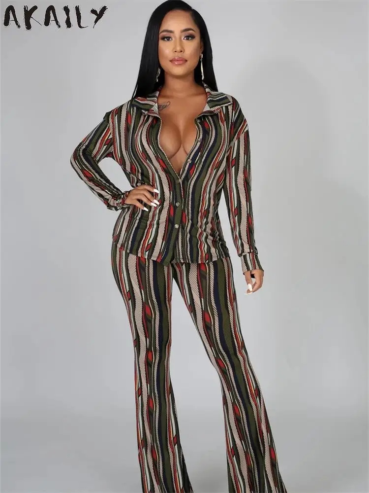 Akaily Color Striped Print 2 Two Piece Sets Womens Fall Outfits 2022 Long Sleeve Shirts And Flare Pants Sets Ladies Streetwear
Akaily Color Striped Print 2 Two Piece Sets Womens Fall Outfits 2022 Long Sleeve Shirts And Flare Pants Sets Ladies Streetwear
