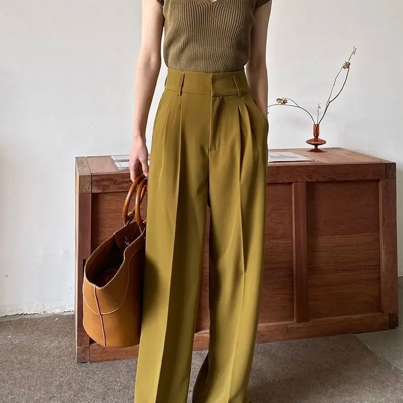 2023 Autumn Winter Women's Wide Leg Pants Loose High Waist Casual Trousers Woman Korean Style Solid Office Straight Pants S115 
2023 Autumn Winter Women's Wide Leg Pants Loose High Waist Casual Trousers Woman Korean Style Solid Office Straight Pants S115