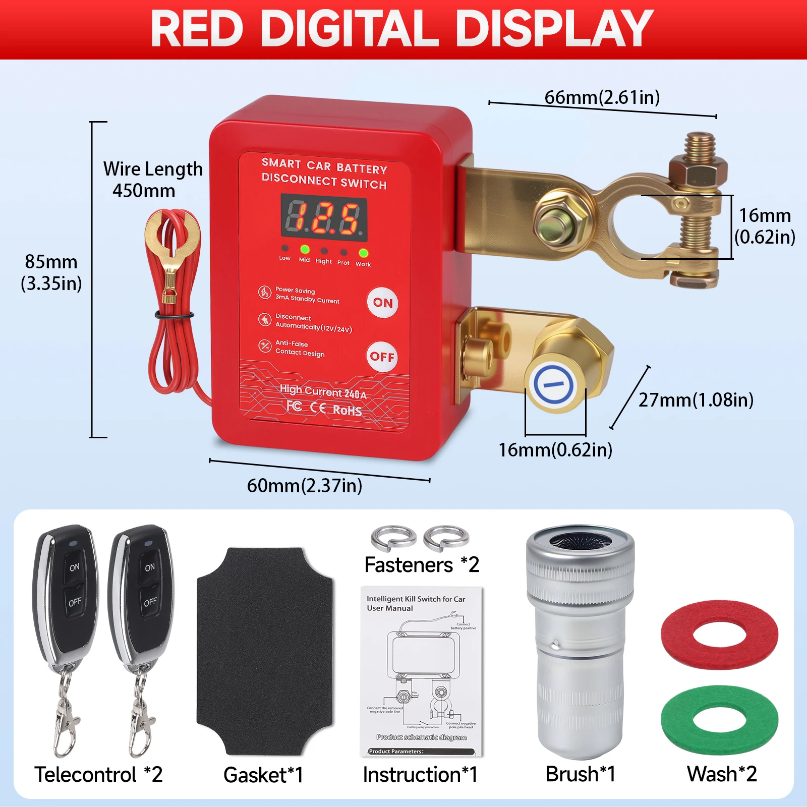 Выключатель Аккумулятора С Дистанционным Управлением 12В 240А С LED-дисплеем Напряжения, Автоматическое Отключение
Выключатель Аккумулятора С Дистанционным Управлением 12В 240А С LED-дисплеем Напряжения, Автоматическое Отключение