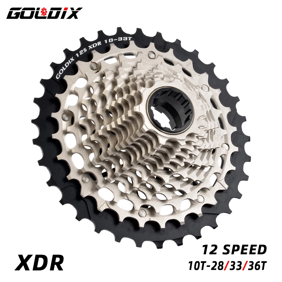 

GOLDIX 12 Скоростей XDR кассеты 10T-28T 10T-33T 10T-36T Сверхлегкий стальной CNC выдолбленный велосипед для дорожного велосипеда XDR структура