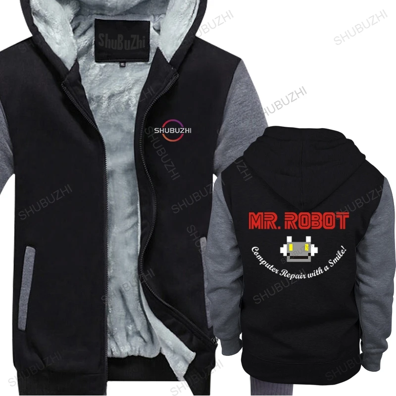 Mens streetwear hooded zipper black thick hoody MR ROBOT Computer Repair with A Smile unisex winter hoodies brand clothing
Mens streetwear hooded zipper black thick hoody MR ROBOT Computer Repair with A Smile unisex winter hoodies brand clothing