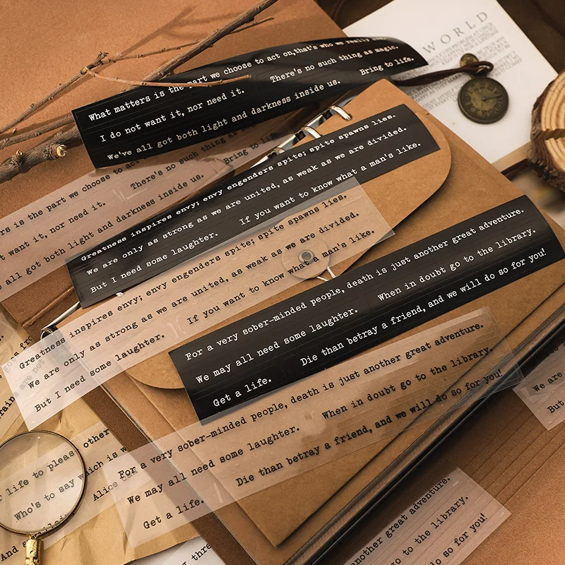 6pcs/pack Sentiment Phrase Stickers PET Material Stationery Vintage Junk Journal Kit Creative DIY Scrapbooking Planner Stickers
6pcs/pack Sentiment Phrase Stickers PET Material Stationery Vintage Junk Journal Kit Creative DIY Scrapbooking Planner Stickers