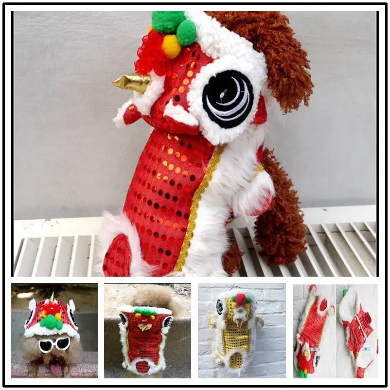 Pet Dog Clothes New Year Chinese Lion dance Costume Coat For Teddy Costume Small Dog Spring Festival Lion Clothing cat jacket
Pet Dog Clothes New Year Chinese Lion dance Costume Coat For Teddy Costume Small Dog Spring Festival Lion Clothing cat jacket