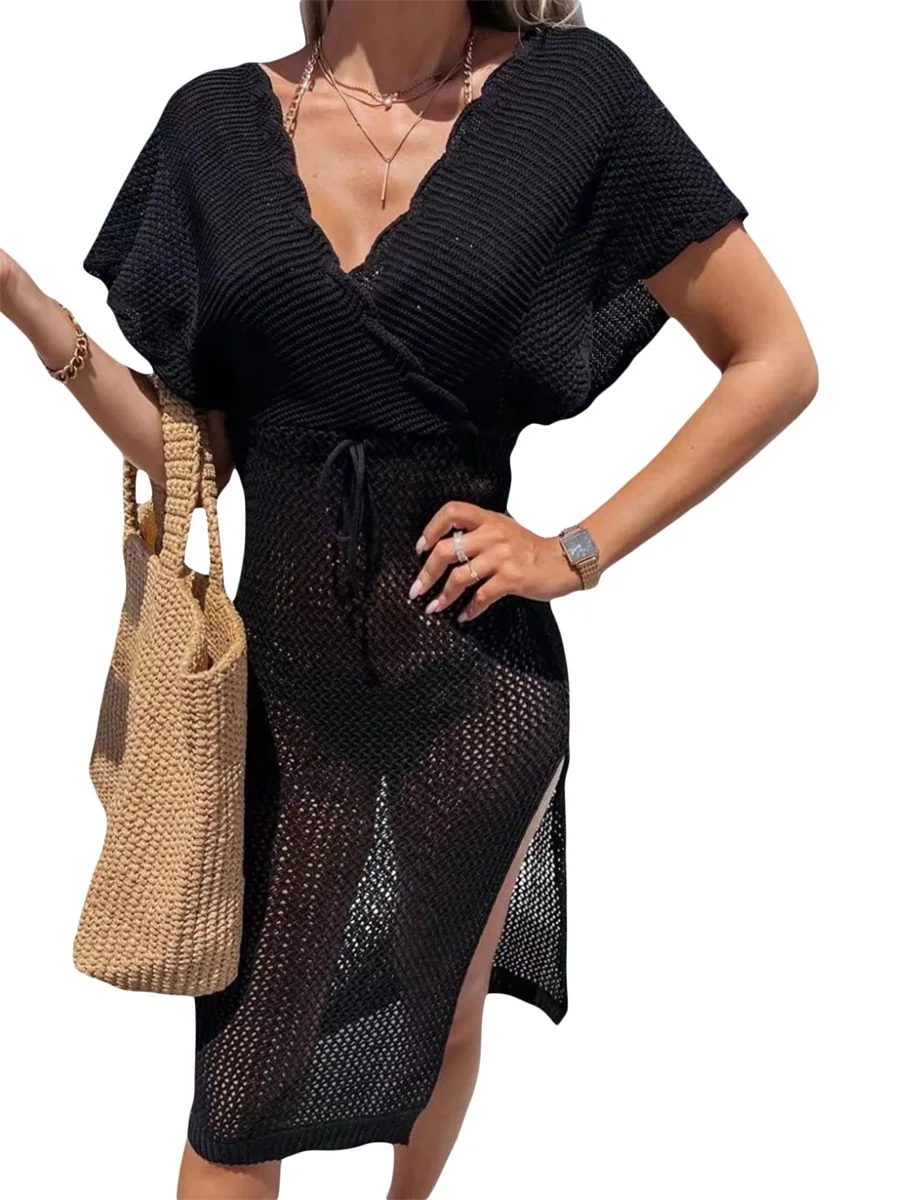 Boho Chic Beachwear Women s Crochet Cover Up Dress with Sexy V Neck Sheer Knitted Cutouts and Slit Detail for Swimwear and
Boho Chic Beachwear Women s Crochet Cover Up Dress with Sexy V Neck Sheer Knitted Cutouts and Slit Detail for Swimwear and
