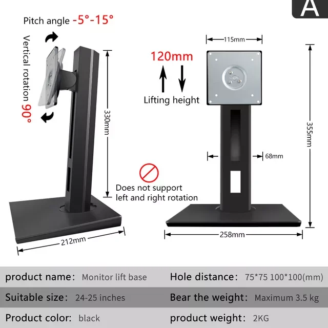 Stand Supports 24-27 Inch Vertical lift Rotation 90 Vertical Screen Holder desk monitor stand 
Stand Supports 24-27 Inch Vertical lift Rotation 90 Vertical Screen Holder desk monitor stand