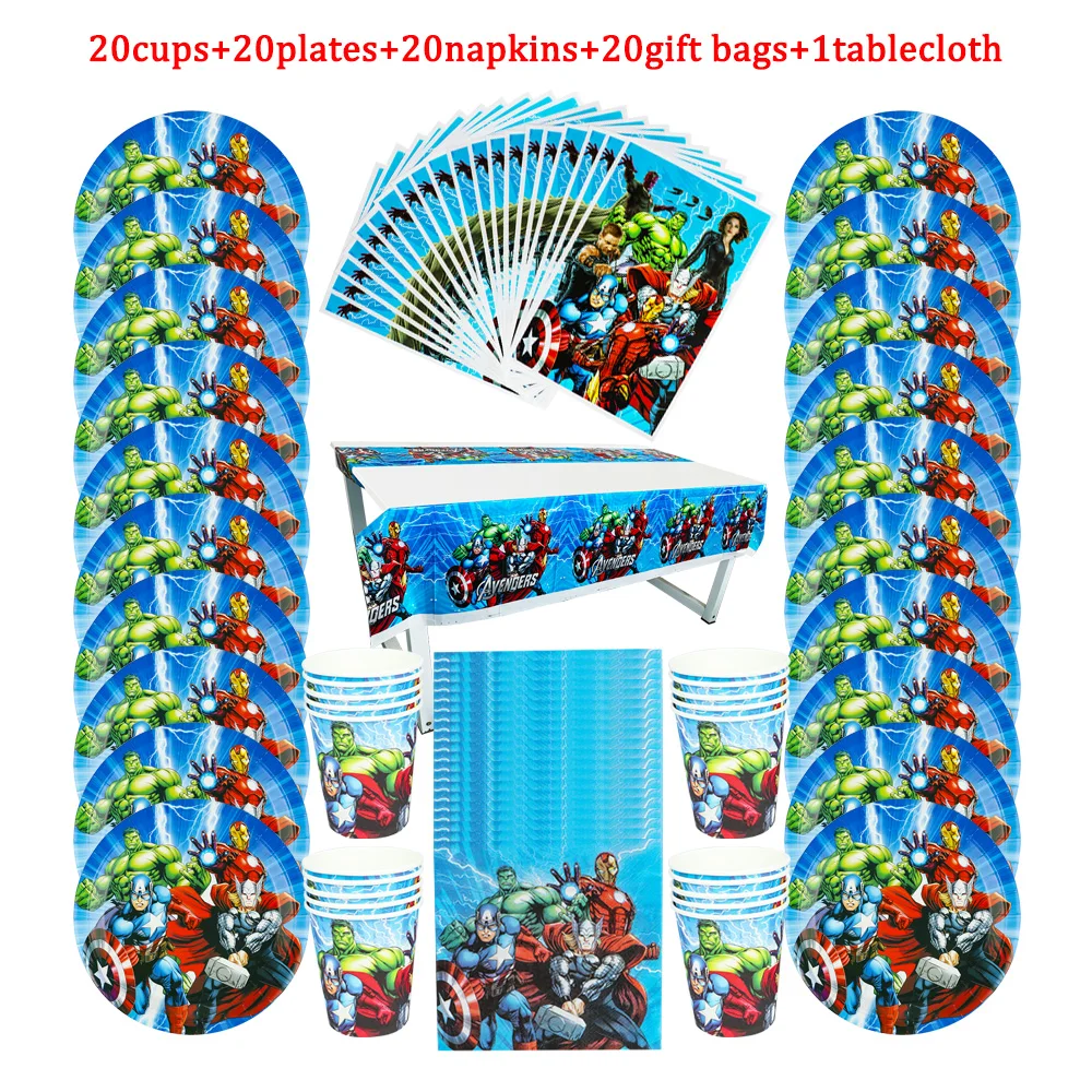81Pcs The Avengers Disposable Tableware Kids Birthday Party Paper Plate+Cup+Napkin+Candy Gift Bags+Tablecloth Supplies For Kids
81Pcs The Avengers Disposable Tableware Kids Birthday Party Paper Plate+Cup+Napkin+Candy Gift Bags+Tablecloth Supplies For Kids