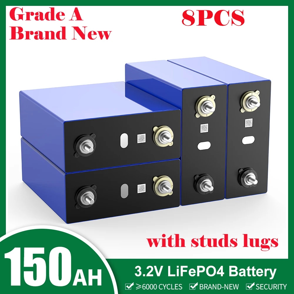 8PCS 3.2V 150AH Lifepo4 Battery DIY 12V 24V 48V Deep Cycle Cells Pack Rechargeable Battery For Solar Storage System RV Inverter
8PCS 3.2V 150AH Lifepo4 Battery DIY 12V 24V 48V Deep Cycle Cells Pack Rechargeable Battery For Solar Storage System RV Inverter