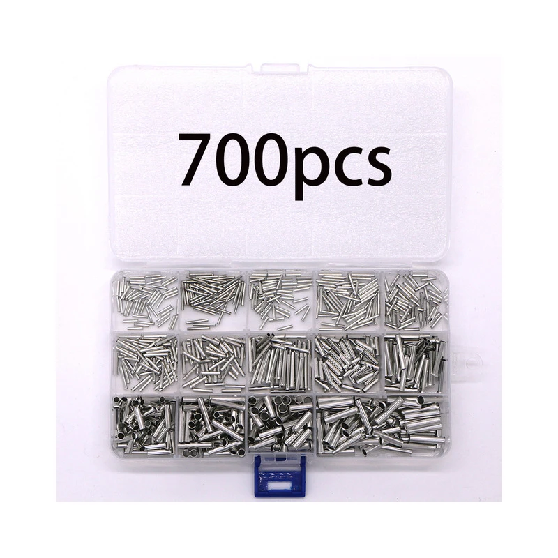 

700pcs boxed bare end tubular needle crimping terminal wire copper crimping connector set