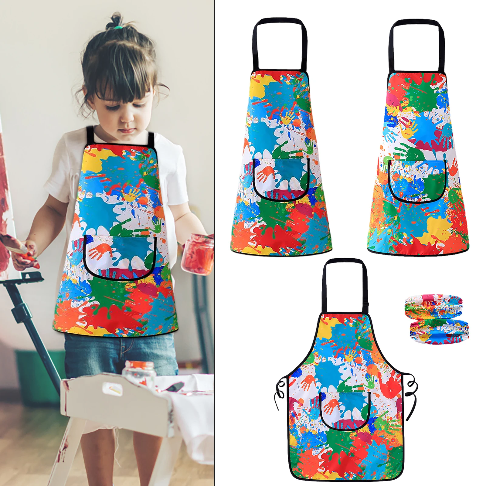 

Детский фартук для творчества, Детские фартуки для рисования, водонепроницаемый кухонный фартук шеф-повара для приготовления пищи с 2 рукавами