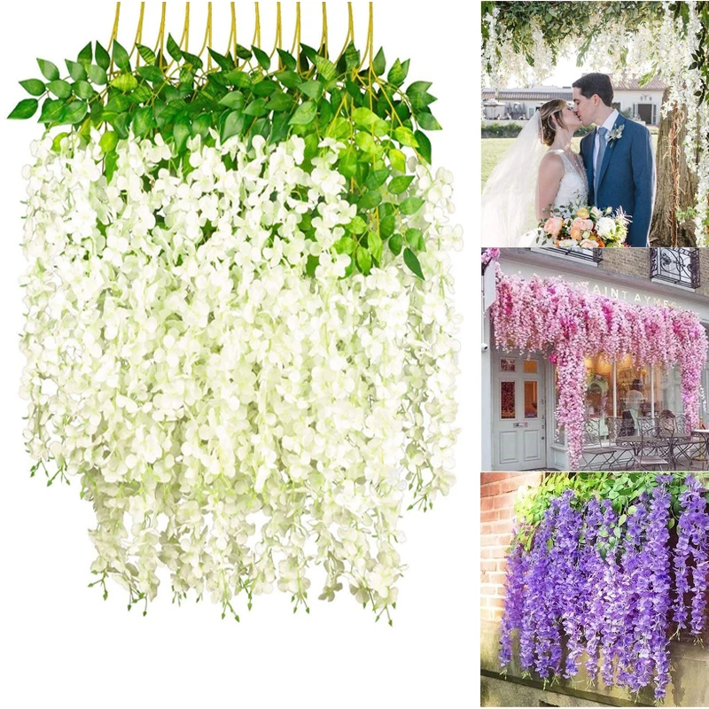 24Pcs 45inch Artificial Wisteria Flowers Fake Wisteria Vine Ratta Hanging Garland Silk Flowers String Home Party Wedding Decor
24Pcs 45inch Artificial Wisteria Flowers Fake Wisteria Vine Ratta Hanging Garland Silk Flowers String Home Party Wedding Decor