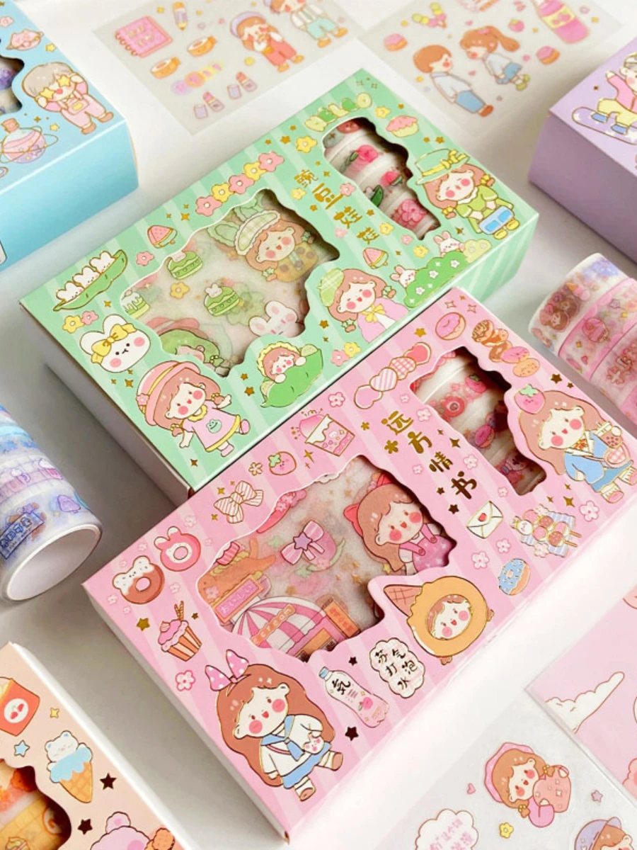 5 Rolls Of Washi Tape Plus 10 Stickers Gift Box Set Ins Wind Cartoon Cute Girl Scrapbooking Material Decorative Painting
5 Rolls Of Washi Tape Plus 10 Stickers Gift Box Set Ins Wind Cartoon Cute Girl Scrapbooking Material Decorative Painting