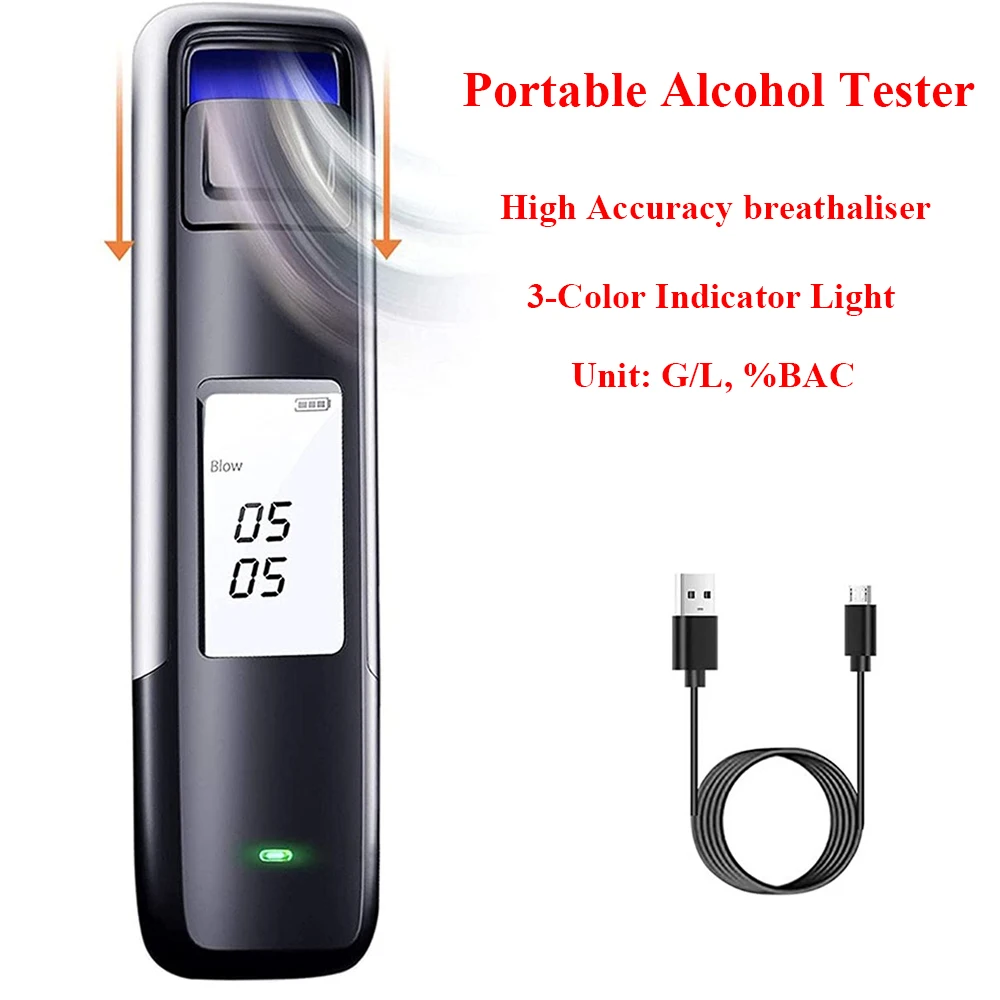 Portable Non-Contact Air Blowing Alcohol Tester Digital Display Screen USB Rechargeable BAC Tester Police Grade High Accuracy 
Portable Non-Contact Air Blowing Alcohol Tester Digital Display Screen USB Rechargeable BAC Tester Police Grade High Accuracy