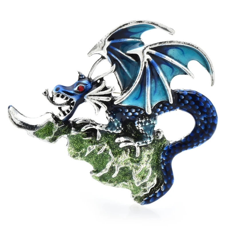 

Wuli&baby Flying Dragon Brooches For Women 4-color Enamel God Spirit Animal Party Causal Brooch Pins Gifts