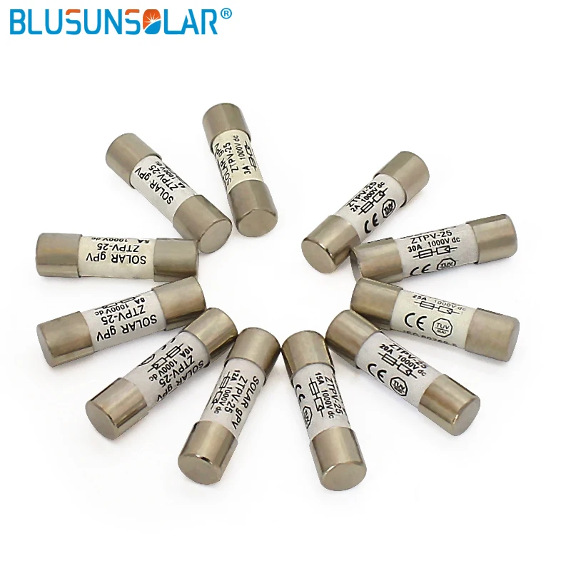 10*38MM 1000V 1A 2A 8A 10A 12A 15A 20A 25A 30A DC PV Solar Fuse Metal Alloys for Solar Power System Protection BX0234
10*38MM 1000V 1A 2A 8A 10A 12A 15A 20A 25A 30A DC PV Solar Fuse Metal Alloys for Solar Power System Protection BX0234