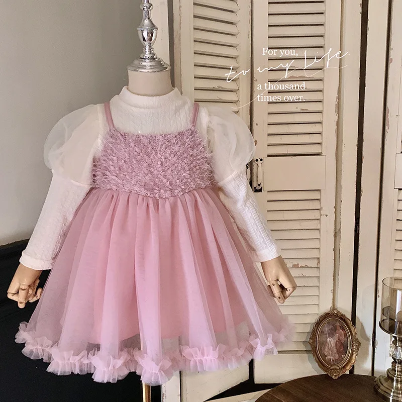 Girls' Dress Autumn 2023 New Baby Girl Bottoming Shirt Mesh Western Style Children Princess Dress Two-Piece Set 
Girls' Dress Autumn 2023 New Baby Girl Bottoming Shirt Mesh Western Style Children Princess Dress Two-Piece Set