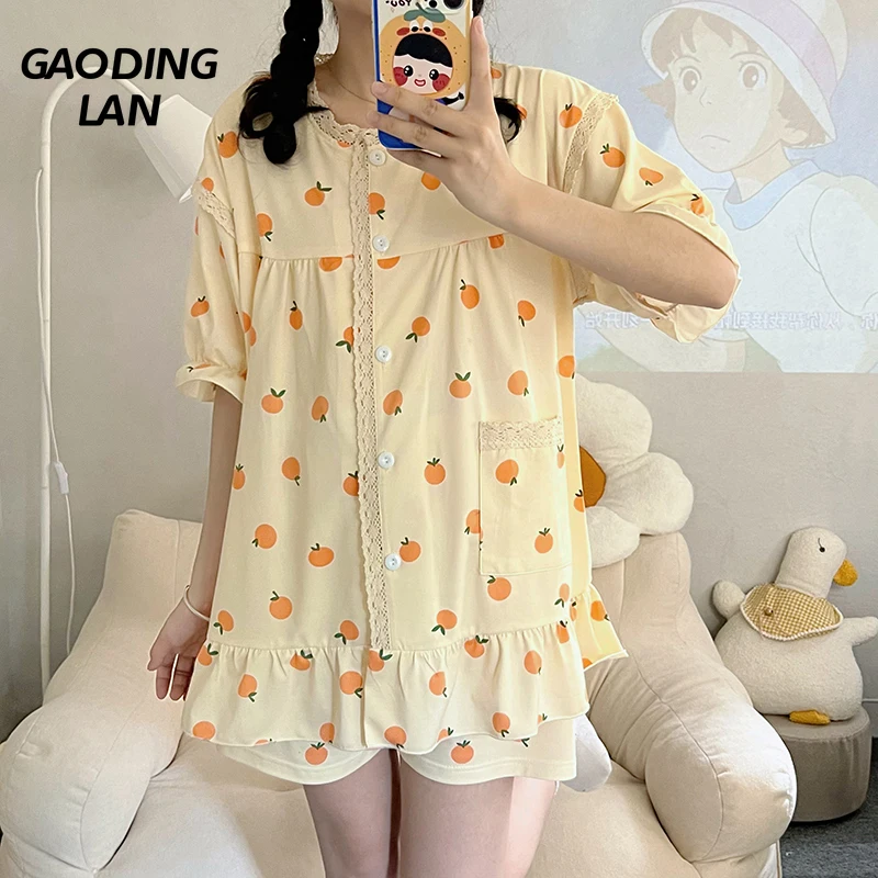 Summer Women Short Sleeve Pajamas Set Fruits Print Pyjamas Cardigan O Neck Sleepwear Korean Home Shorts Night Wear 2 Piece Suit
Summer Women Short Sleeve Pajamas Set Fruits Print Pyjamas Cardigan O Neck Sleepwear Korean Home Shorts Night Wear 2 Piece Suit
