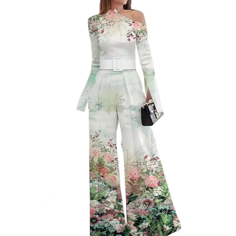 Banquet Tight Waist Formal Overall Office Lady Wide Leg Jumpsuit Oblique Neck Flower Print High Waist Prom Jumpsuit Female
Banquet Tight Waist Formal Overall Office Lady Wide Leg Jumpsuit Oblique Neck Flower Print High Waist Prom Jumpsuit Female