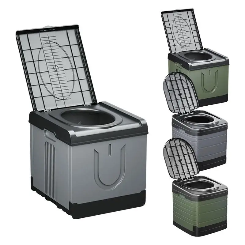 

New Camping Mobile Toilet With Cover Outdoor Portable Removable Inside-Barrel Trash Box Travel Urinal WC Toilet Seat Household