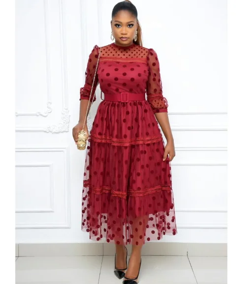New Autumn Fashion Designer Fit And Flared Cascading Ruffle Flocking Polka Dot Lace Ball Gown Dress Women Elegant Party
New Autumn Fashion Designer Fit And Flared Cascading Ruffle Flocking Polka Dot Lace Ball Gown Dress Women Elegant Party