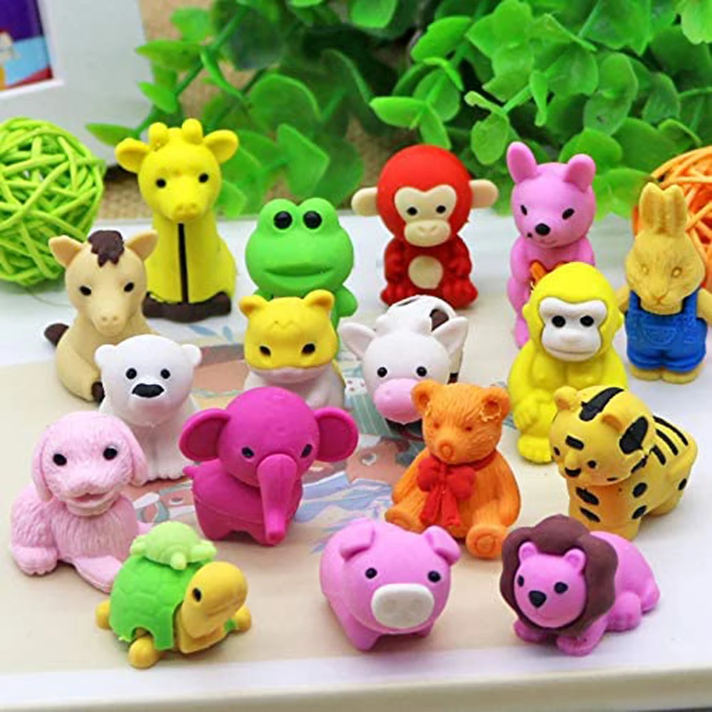 

10pc Cute Animal Shaped Eraser Cartoon Design Eraser Stationery Collection Dropshipping Wholesale
