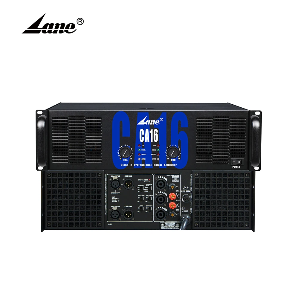 

Качественный 2*1000 вт 2-канальный 3U усилитель звука высокой мощности Lane CA16, Профессиональный DJ-усилитель класса H