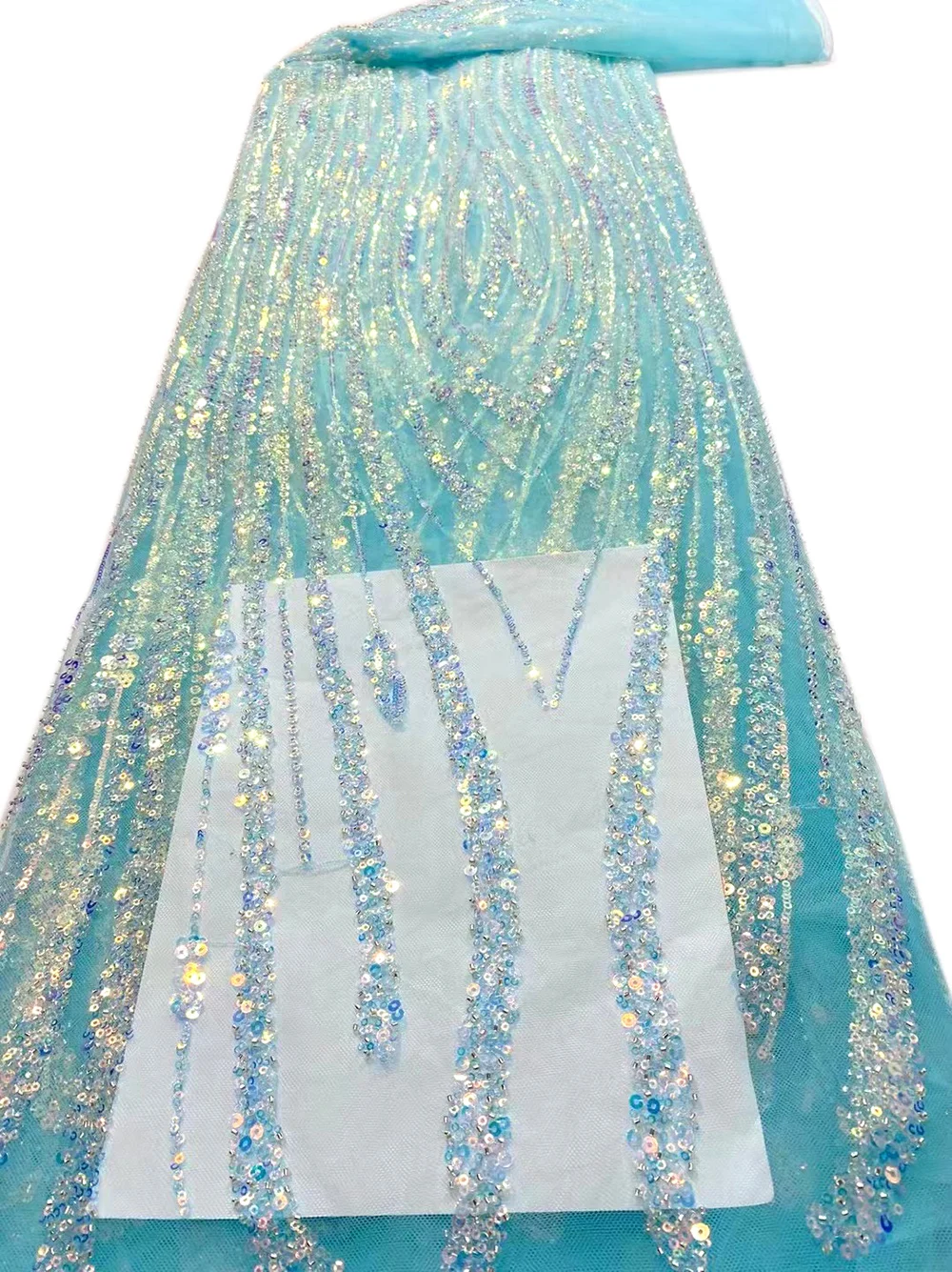 Striped Shiny Party Ball Dress Mesh Material Beaded Embroidery Lace Fabric French Net Sequin Tulle for Sewing Women Evening Gown
Striped Shiny Party Ball Dress Mesh Material Beaded Embroidery Lace Fabric French Net Sequin Tulle for Sewing Women Evening Gown