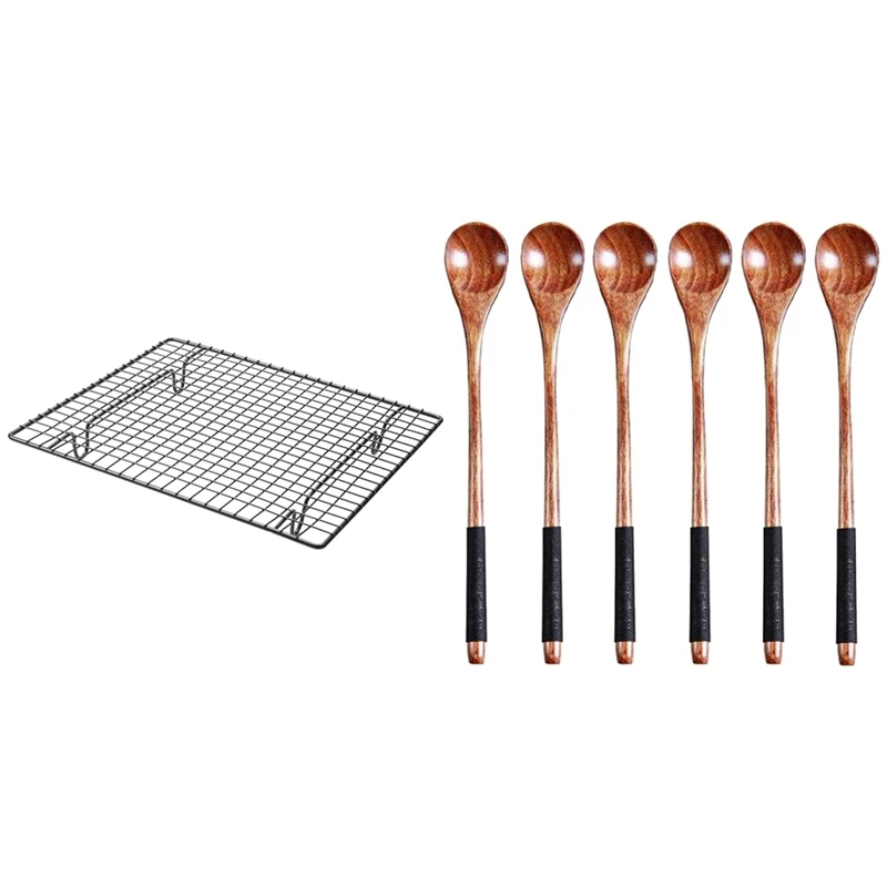 1 Pcs Non-Stick Cake Cooling Rack Baking Rack & 6 Pcs Long Handled Wooden Spoons Wood Tea Coffee Spoon
1 Pcs Non-Stick Cake Cooling Rack Baking Rack & 6 Pcs Long Handled Wooden Spoons Wood Tea Coffee Spoon