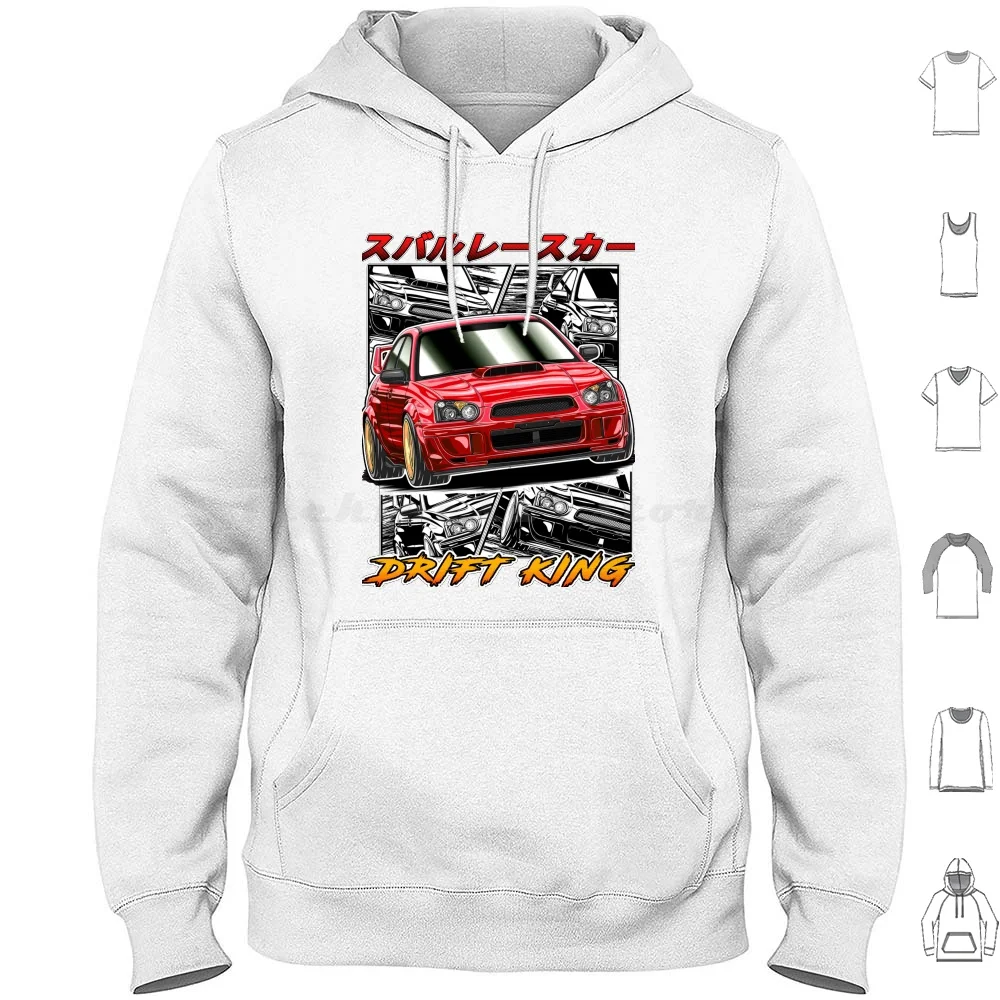 

Drift King Subie Wrx Sti Street Racing Hoodie cotton Long Sleeve Car Cars Automobile Automotive Vehicle Guyvit Red Car Subie