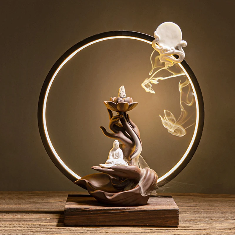 Backflow Candlee Vessel Waterfall Lotus Shisha Censer Room Decor Ramadan Bukhoor Burner for Home Quemador Incienso Room Decor 
Backflow Candlee Vessel Waterfall Lotus Shisha Censer Room Decor Ramadan Bukhoor Burner for Home Quemador Incienso Room Decor