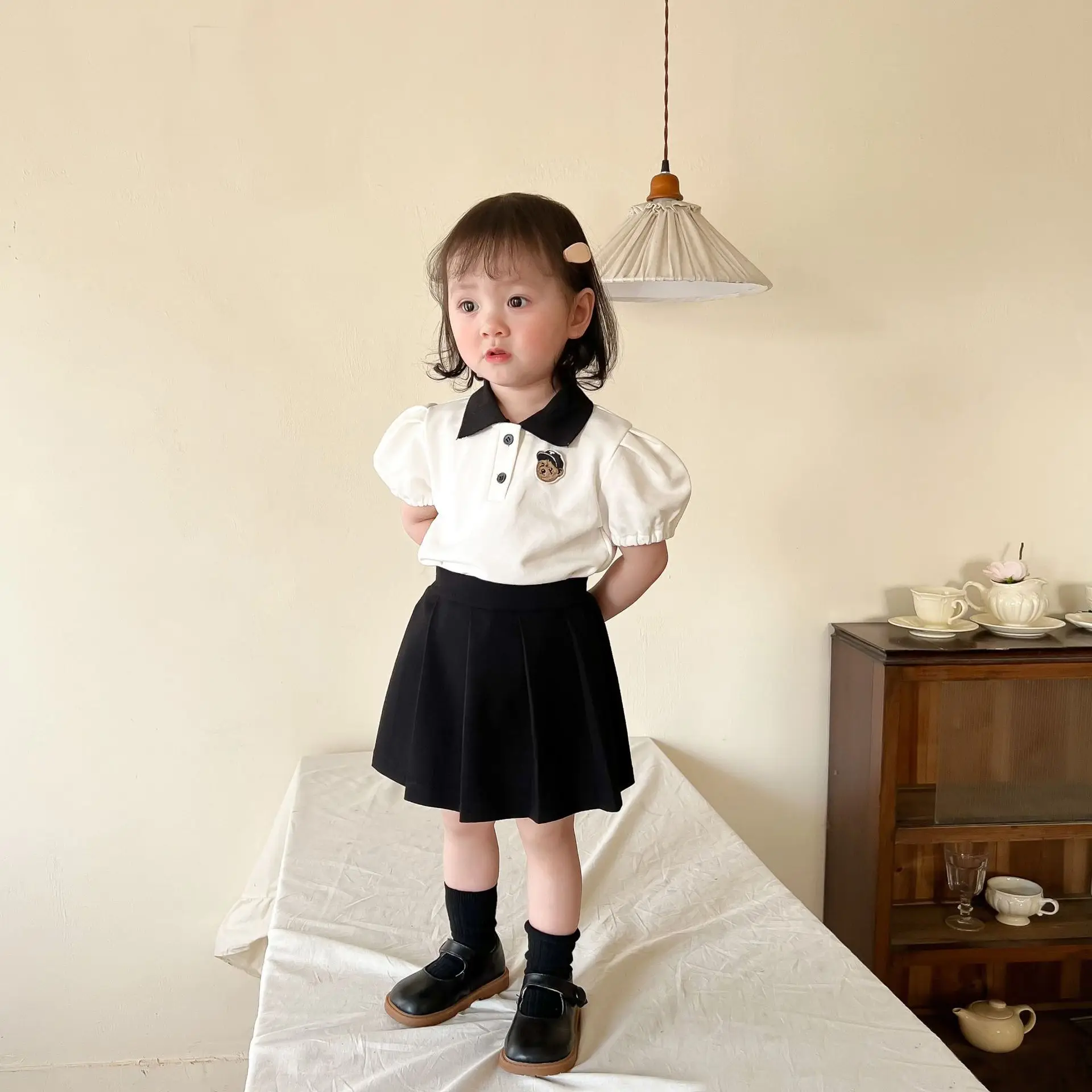 Girls Cartoon Suit Summer College Style Black White Cotton Short-sleeved Skirt Two-piece Baby Cute Photo Props Growth Memorial
Girls Cartoon Suit Summer College Style Black White Cotton Short-sleeved Skirt Two-piece Baby Cute Photo Props Growth Memorial