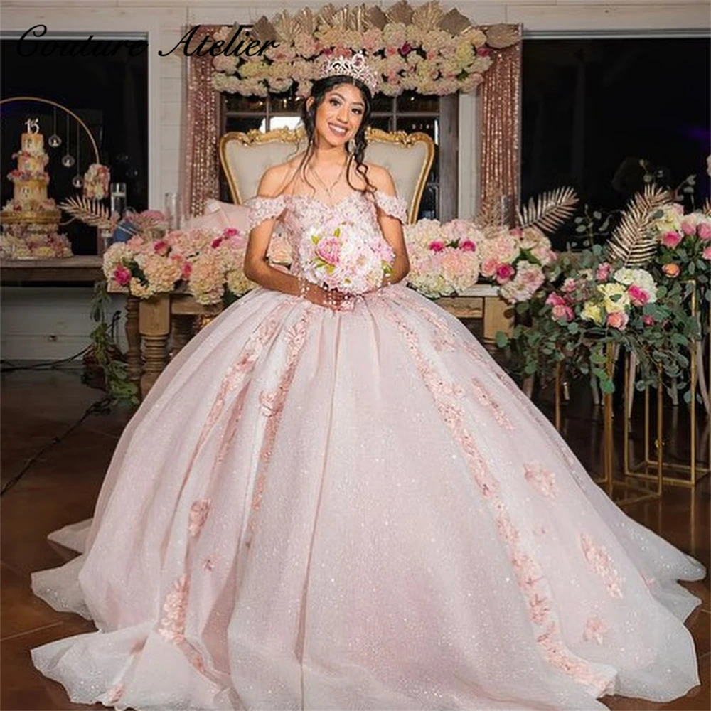 Shiny Light Pink Off The Shoulder Quinceanera Dress 2023 Lace Appliques Sweetheart Birthday Sweet 16 Dress pornos de 15 años 
Shiny Light Pink Off The Shoulder Quinceanera Dress 2023 Lace Appliques Sweetheart Birthday Sweet 16 Dress pornos de 15 años