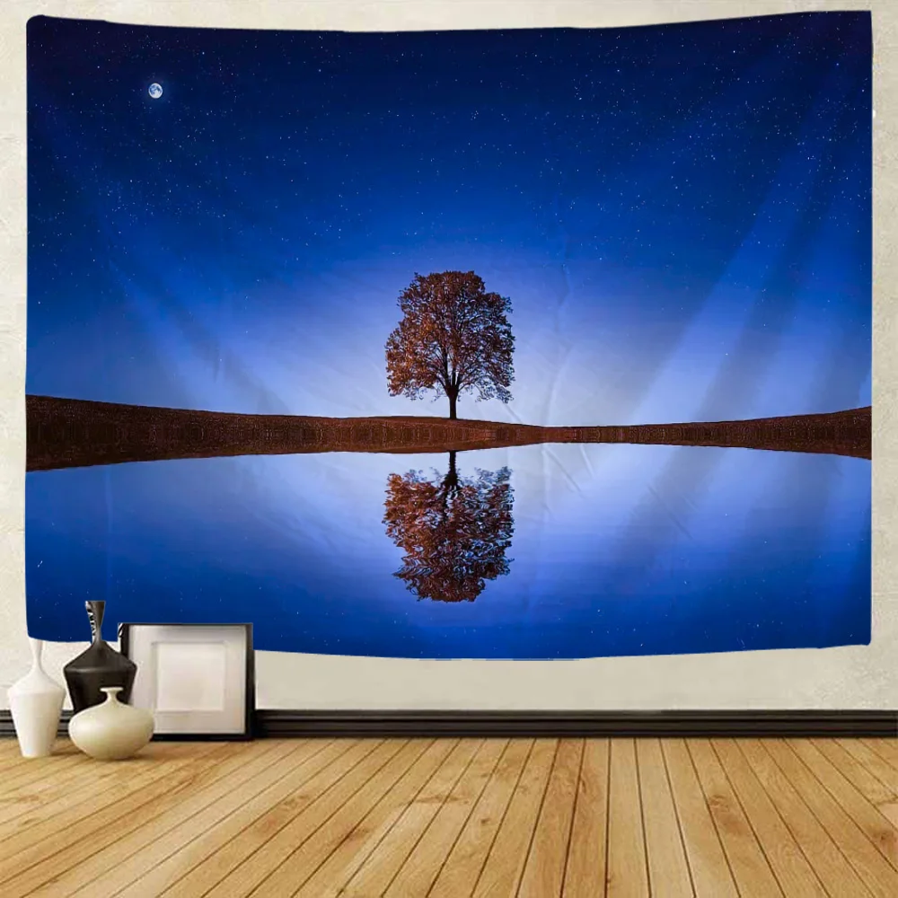 

Forest night view tapestry, moon, starry sky, home wall hanging cloth, Bohemia, fantasy, living room, bedroom, wall decoration