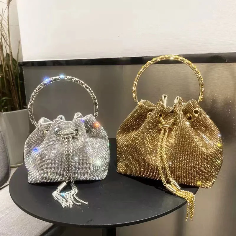 2023 new women luxury Designer bucket clutch purse gold silver handbags evening banquet bag Crystal rhinestone shoulder bag B504
2023 new women luxury Designer bucket clutch purse gold silver handbags evening banquet bag Crystal rhinestone shoulder bag B504