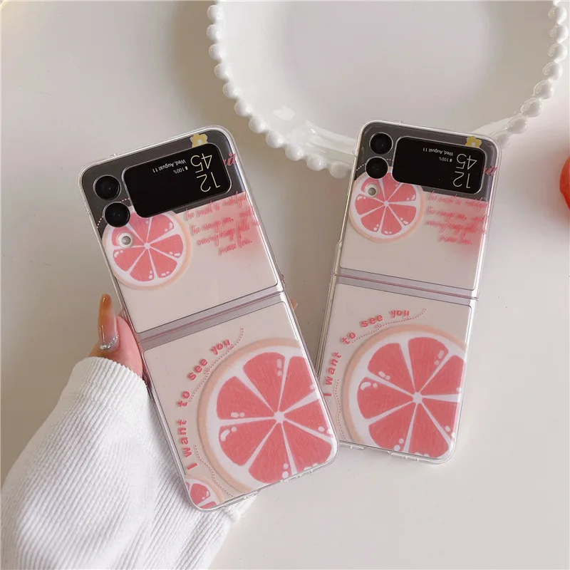 Fresh Style Grapefruit Transparent Phone Case for Samsung Galaxy Z Flip 4 3 Hard Cover for ZFlip3 Zflip4 Solid Shell Bracket
Fresh Style Grapefruit Transparent Phone Case for Samsung Galaxy Z Flip 4 3 Hard Cover for ZFlip3 Zflip4 Solid Shell Bracket