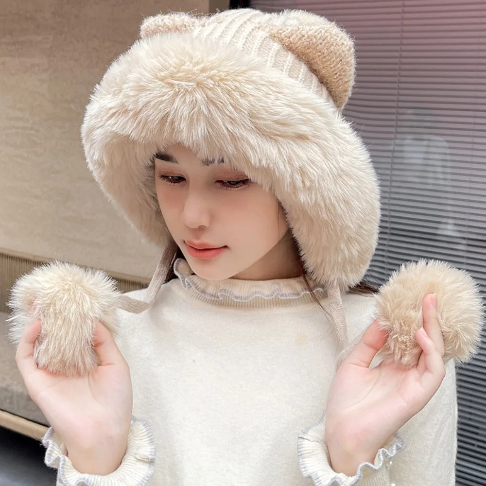 Solid Color Knitted Hat Riding Ear Protection Winter Warm Ear Protection Hat Cute Bear Thickened Plush Hat Outdoor
Solid Color Knitted Hat Riding Ear Protection Winter Warm Ear Protection Hat Cute Bear Thickened Plush Hat Outdoor