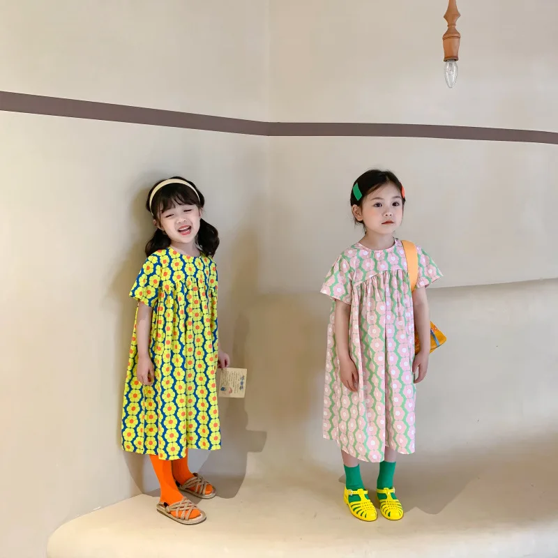 Kids Girl Summer Ruffle Dress Femal Baby Short Sleeve Flower Prints Casual Cotton Frock Child Clothes Round Neck Elegant Dresses
Kids Girl Summer Ruffle Dress Femal Baby Short Sleeve Flower Prints Casual Cotton Frock Child Clothes Round Neck Elegant Dresses