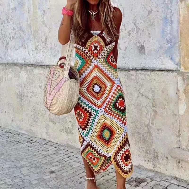 Beach Long Color Swimsuit Handmade Summer Suspenders Crochet Backless Sexy Beachwear Beach Skirt Cover Ups for Swimwear Women
Beach Long Color Swimsuit Handmade Summer Suspenders Crochet Backless Sexy Beachwear Beach Skirt Cover Ups for Swimwear Women
