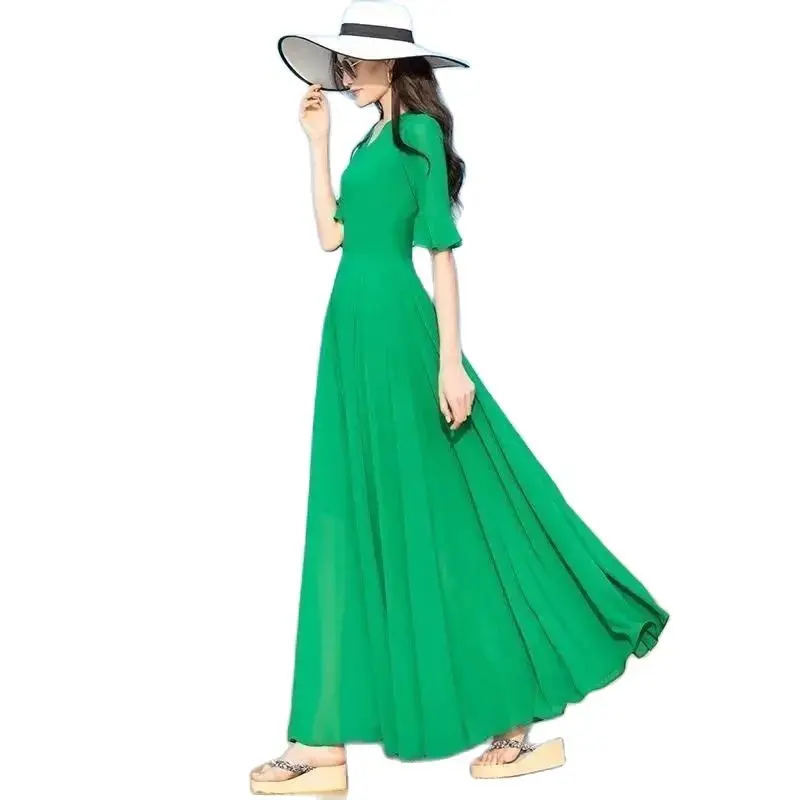 Double-decker Swing Slim Dress Slim Short-sleeved Chiffon Dress Female Deach Skirt Temperament Long Twopiece Over-the-knee Skirt
Double-decker Swing Slim Dress Slim Short-sleeved Chiffon Dress Female Deach Skirt Temperament Long Twopiece Over-the-knee Skirt
