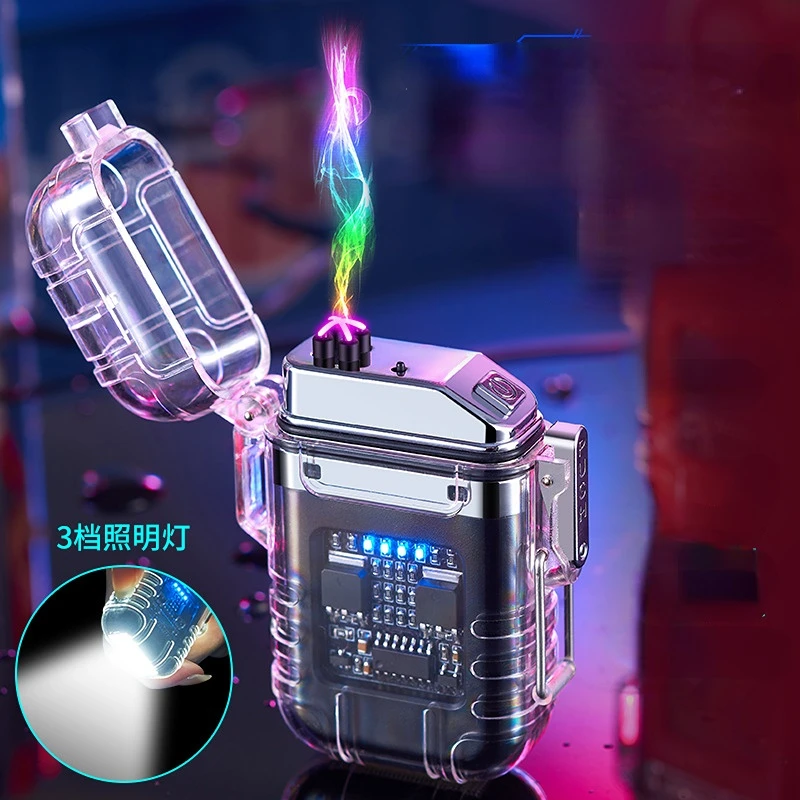 New Transparent Shell Waterproof Electronic Pulse Lighter with Flashlight Plasma Dual Arc Cigarette Lighter Rechargeable Lighter
New Transparent Shell Waterproof Electronic Pulse Lighter with Flashlight Plasma Dual Arc Cigarette Lighter Rechargeable Lighter