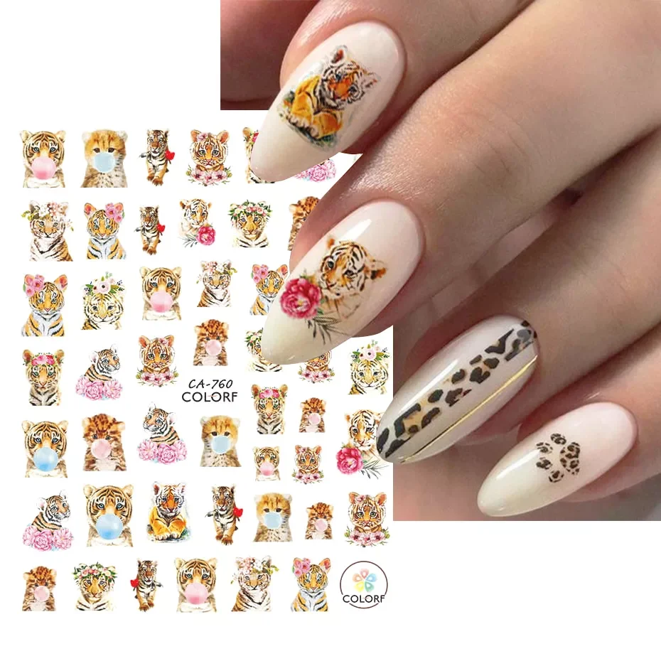 Tiger 2022 New Year Nails Stickers Wild Leopard Animals Rose Scratch Adhesive Slider Manicure Accessories Decal on Nail BECA-758 
Tiger 2022 New Year Nails Stickers Wild Leopard Animals Rose Scratch Adhesive Slider Manicure Accessories Decal on Nail BECA-758