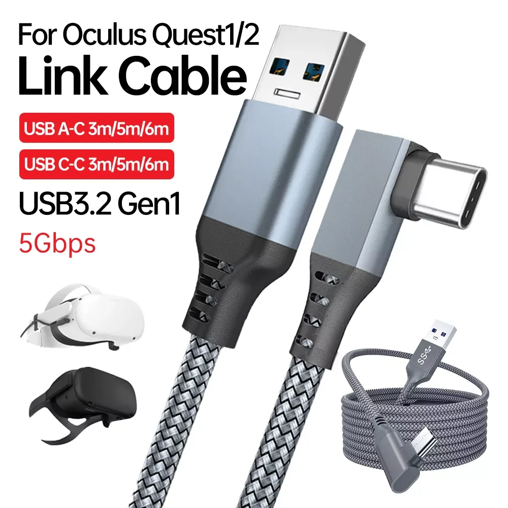 3M 5M 6M USB-C Cable For Oculus Quest 2 USB 3.2 Data Link Transfer Cable USB-C to Type-C Charger Wires for Steam VR Accessories
3M 5M 6M USB-C Cable For Oculus Quest 2 USB 3.2 Data Link Transfer Cable USB-C to Type-C Charger Wires for Steam VR Accessories