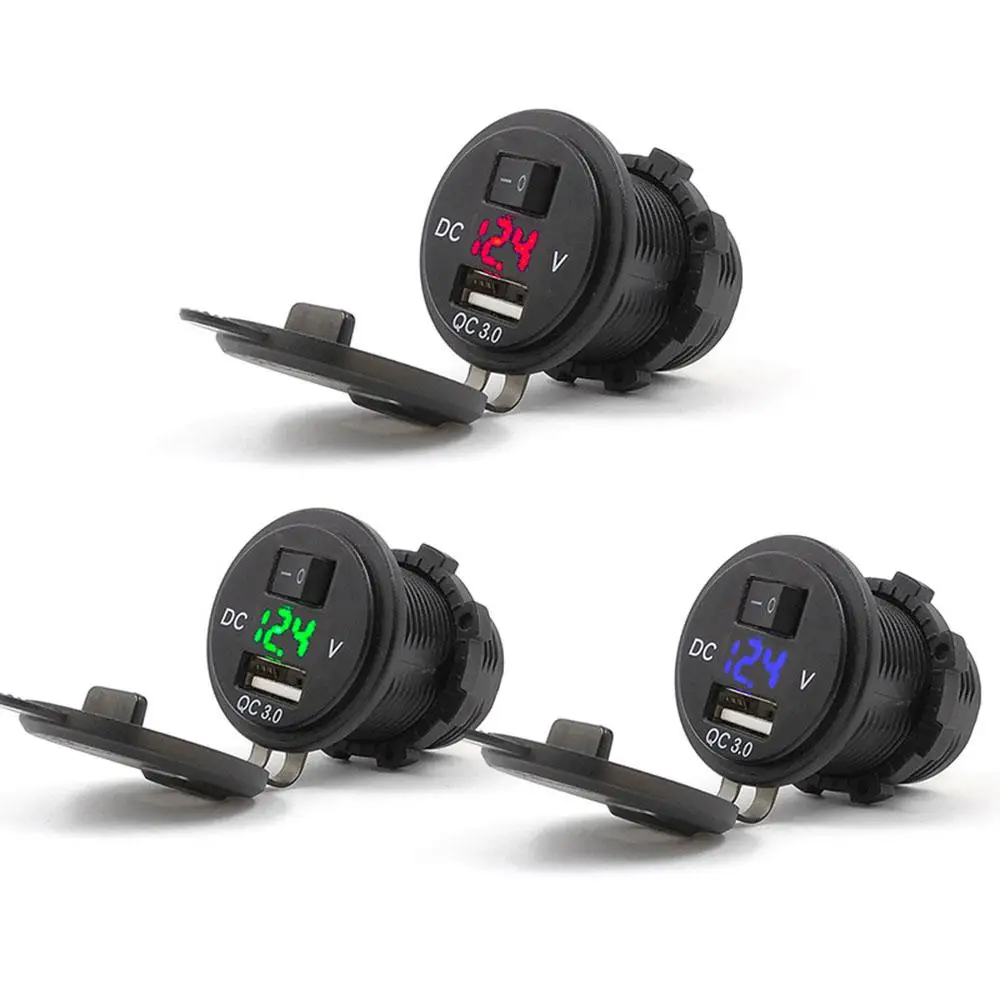 Universal Car Charger 3.0 USB Quick Charge Socket Digital Display Voltmeter Charger Socket for Car RV ATV Motorcycle Boat
Universal Car Charger 3.0 USB Quick Charge Socket Digital Display Voltmeter Charger Socket for Car RV ATV Motorcycle Boat