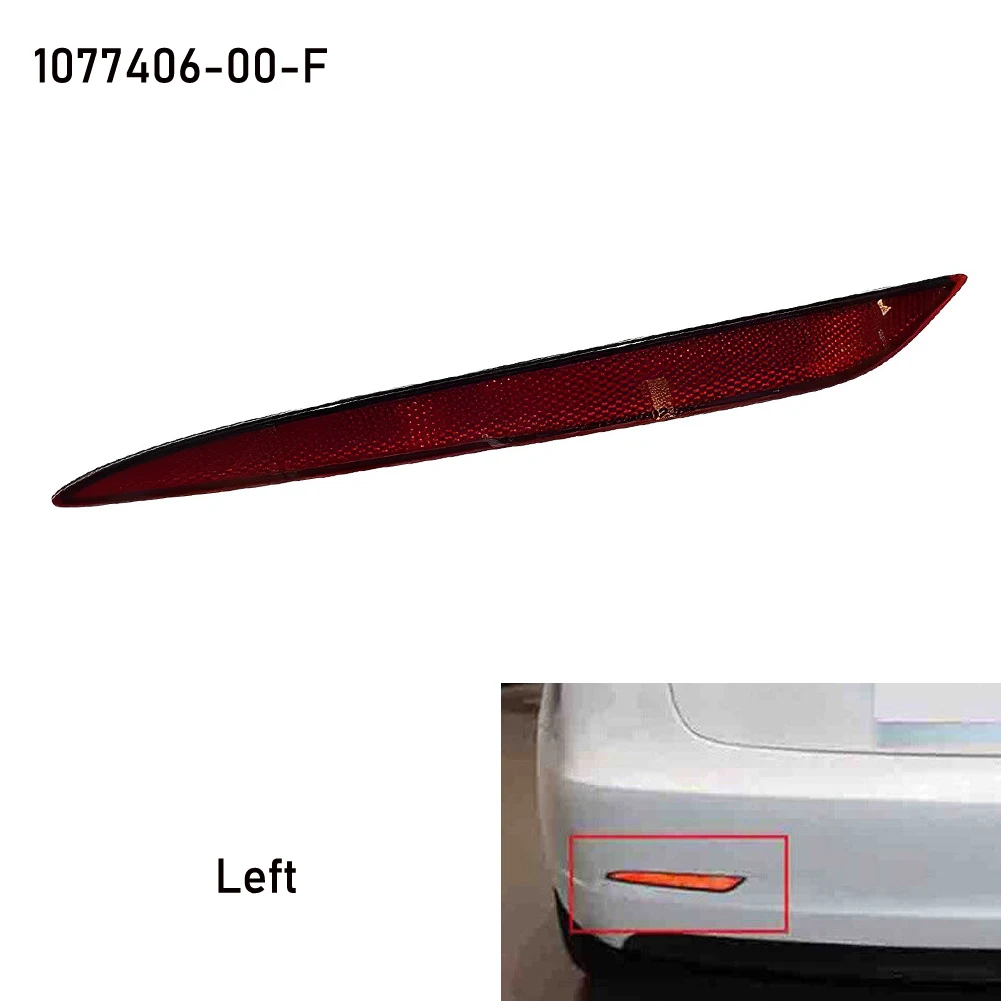 

For Tesla Model 3 Left Rear Bumper Reflector Lamp Light Red Lens 1077406-00-F Car Rear Bumper Reflector Plastic Auto Accessories