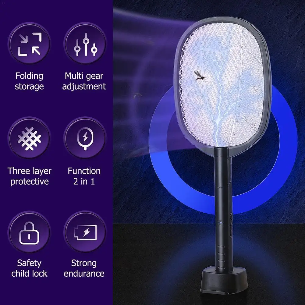 3000V Electric Flies Swatter Killer Summer Mosquito Racket Trap with UV Light USB Rechargeable LED Lamp Anti Insect Bug Zapper
3000V Electric Flies Swatter Killer Summer Mosquito Racket Trap with UV Light USB Rechargeable LED Lamp Anti Insect Bug Zapper