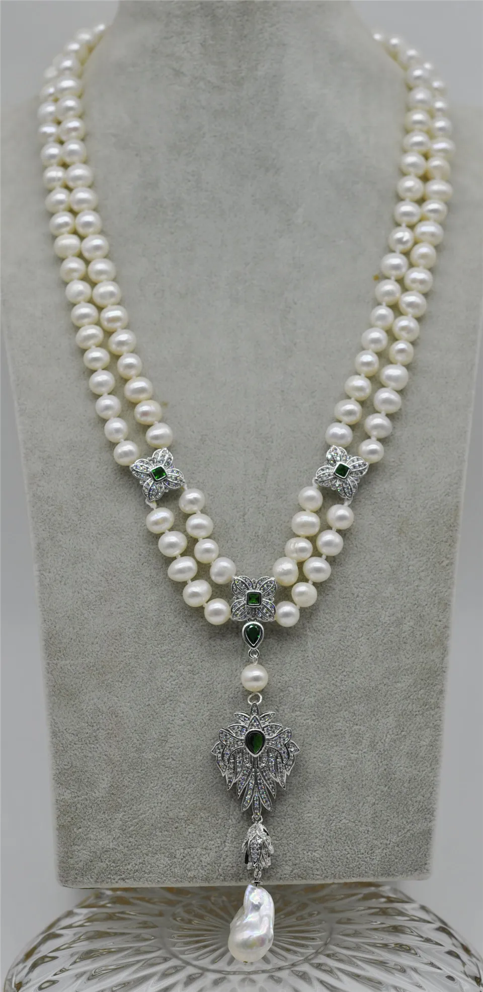 HABITOO White Freshwater Pearl 21" 2Strands Necklace CZ Pendant Jewelry Chains Necklace for Woman Choker Chain
HABITOO White Freshwater Pearl 21" 2Strands Necklace CZ Pendant Jewelry Chains Necklace for Woman Choker Chain