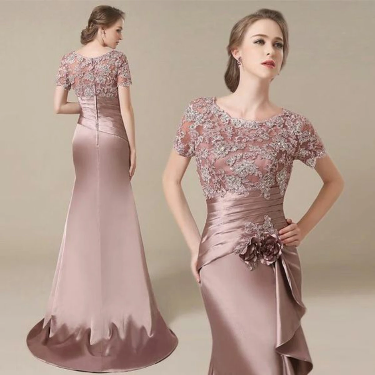 Satin Mother of the Bride Dresses Lace Appliqued Flower Wedding Gowns Vestidos Para Madre De Novia
Satin Mother of the Bride Dresses Lace Appliqued Flower Wedding Gowns Vestidos Para Madre De Novia