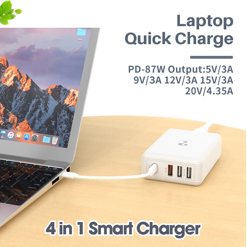 Fast Charger PD87W Macbook Quick Charge QC3.0 Multi Smart USB Charger for Apple iP Book Air iPad Matebook Laptop Xiaomi Samsung
Fast Charger PD87W Macbook Quick Charge QC3.0 Multi Smart USB Charger for Apple iP Book Air iPad Matebook Laptop Xiaomi Samsung