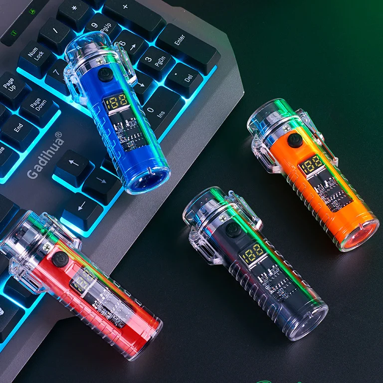 Transparent Shell Dual Arc USB Charging Lighter Outdoor Waterproof LED Colorful Light Power Display Illumination Light Gadgets 
Transparent Shell Dual Arc USB Charging Lighter Outdoor Waterproof LED Colorful Light Power Display Illumination Light Gadgets