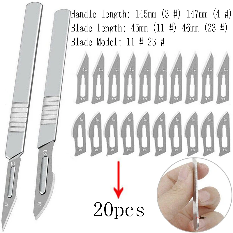 20pcs Carbon Steel Surgical Scalpel Blades+2pcs 11# /23# Handle Scalpel DIY Cutting Tool PCB Repair Animal Botany Surgical Knife
20pcs Carbon Steel Surgical Scalpel Blades+2pcs 11# /23# Handle Scalpel DIY Cutting Tool PCB Repair Animal Botany Surgical Knife